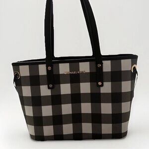 Michael Kors MediumBlack and Cream Checkered Tote Bag